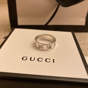Mens Gucci Ghost Silver Ring